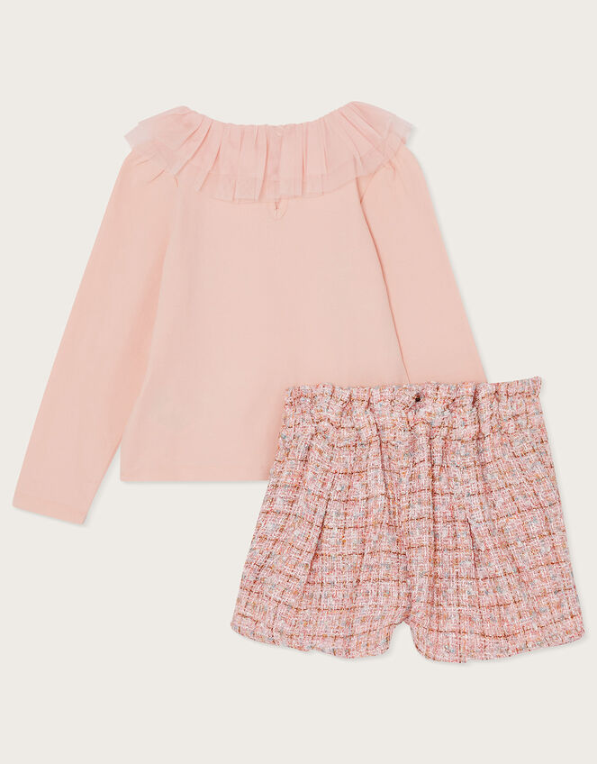 Top and Tweed Shorts Set, Pink (PINK), large