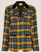 Monsoon x Sarah Corbett-Winder Tartan Blazer, Yellow (YELLOW), large