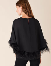 Fiammetta Feather Cape Top, Black (BLACK), large