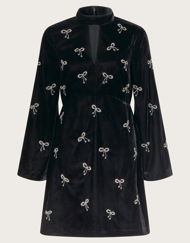 Moira Embroidered Bow Dress, Black (BLACK), large