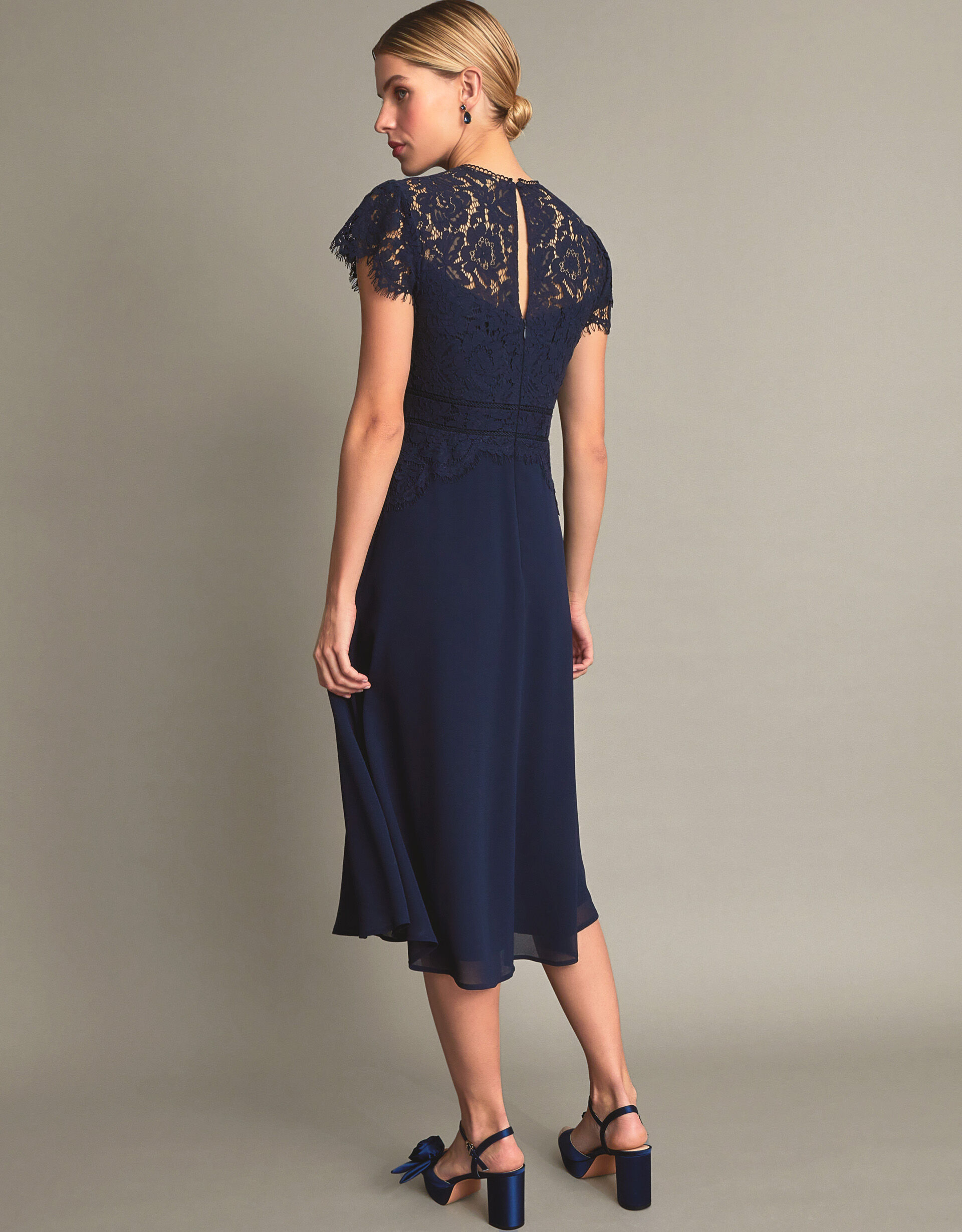 blue womens dress 100% Cotton Light Toile Midi New  in Size:US6-UK8-EUR36 Black Sheer Mesh Inside-Out