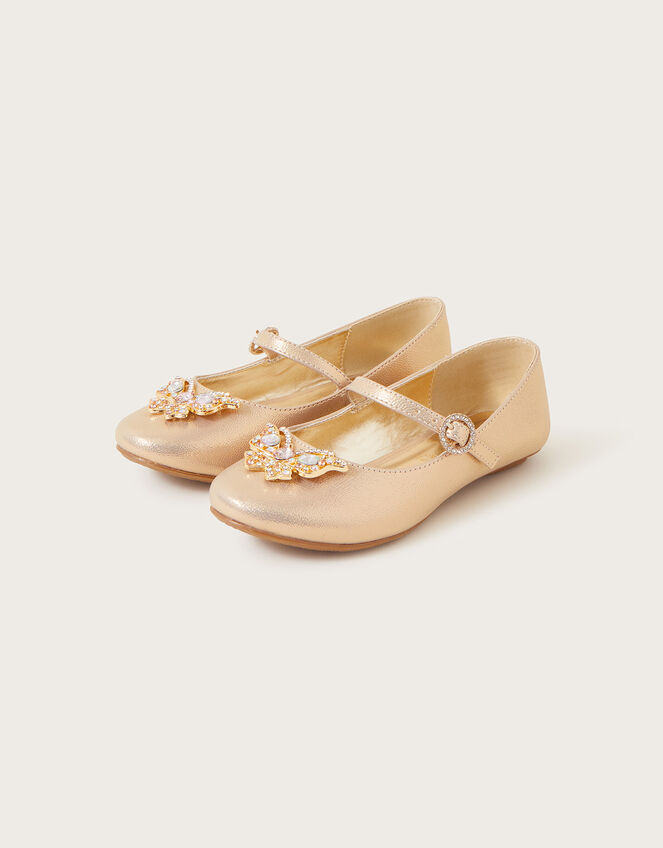 Jewel Butterfly Shimmer Ballerina Flats Gold | Girls' Flat Shoes ...