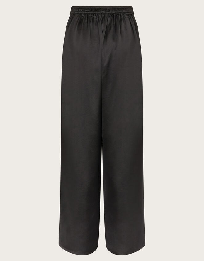 Satin Wide Leg Trousers, Black (BLACK), large