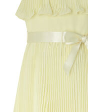 Italia Pleated Dress in Recycled Polyester, Yellow (LEMON), large
