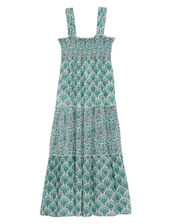 Petite Mendigote Ron Floral Tiered Midi Dress, Green (GREEN), large