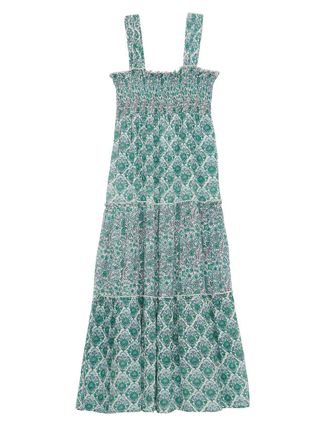 Petite Mendigote Ron Floral Tiered Midi Dress, Green (GREEN), large