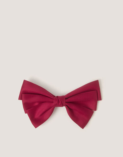 School Bow Hair Clip, Red (BURGUNDY), large