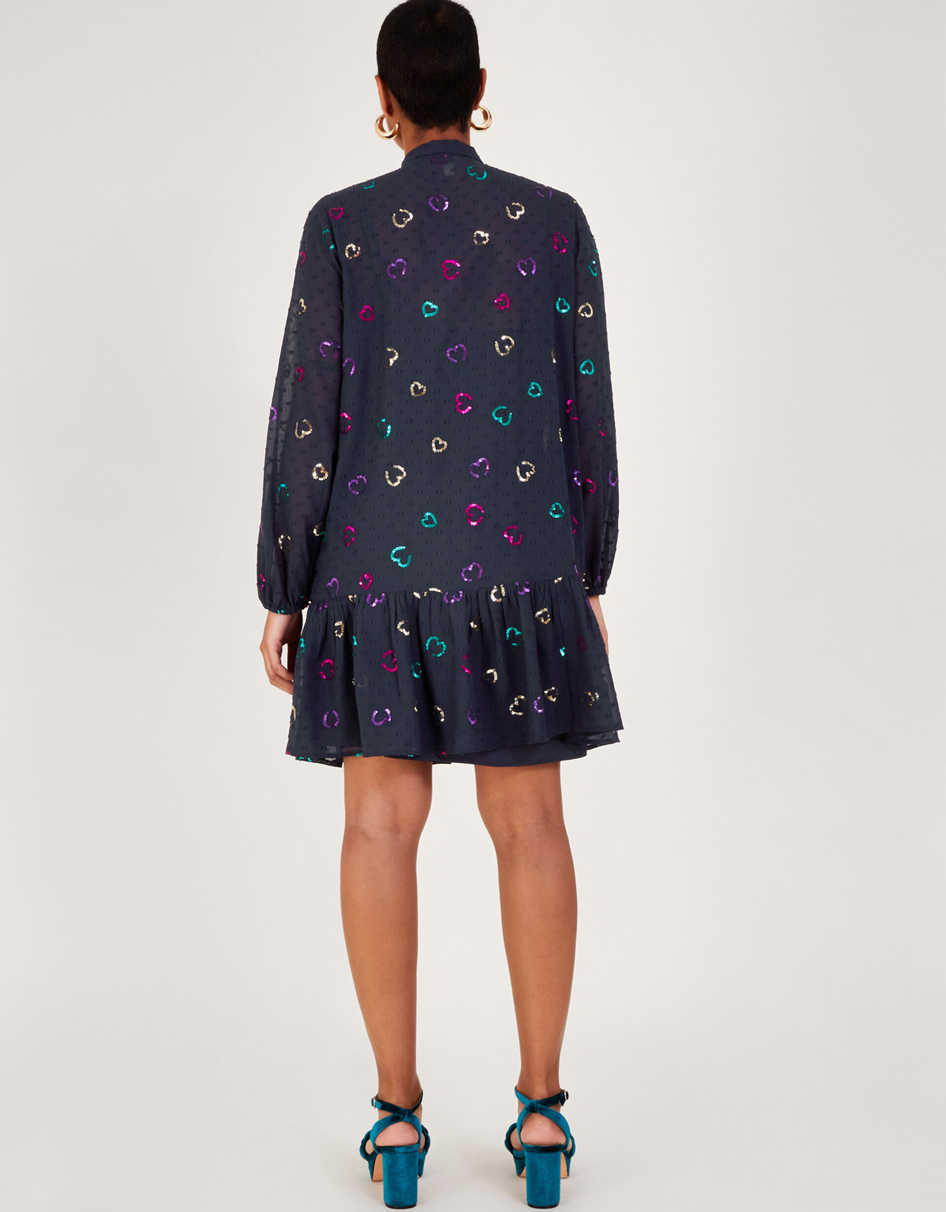 XOXO Sequin Heart Long Sleeve Dress