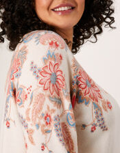 Ava Floral Printed Yoke Jumper, Ivory (IVORY), large