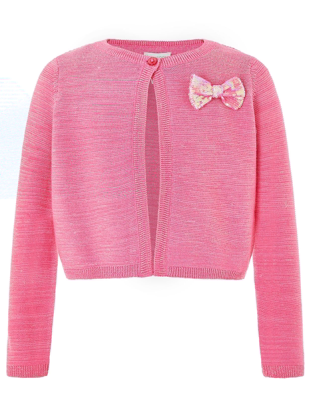 Penny Sparkle Knit Cardigan with Sequin Bow Pink