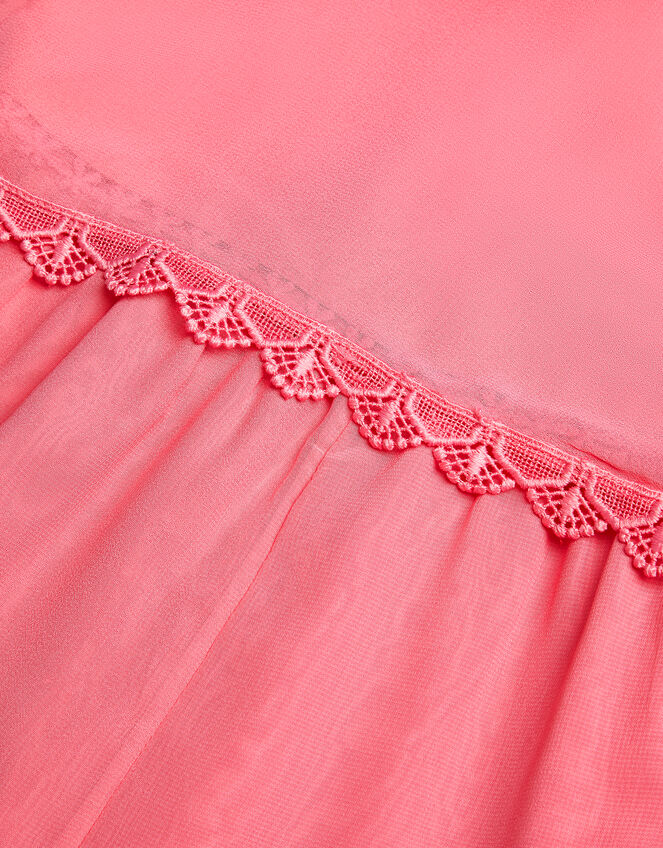 Leia Lace Trim Tier Playsuit, Orange (CORAL), large