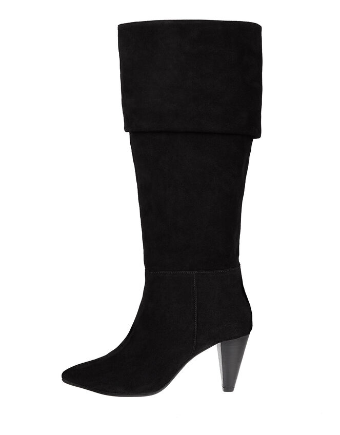 Slouch Suede Thigh Boots, Black (BLACK), large