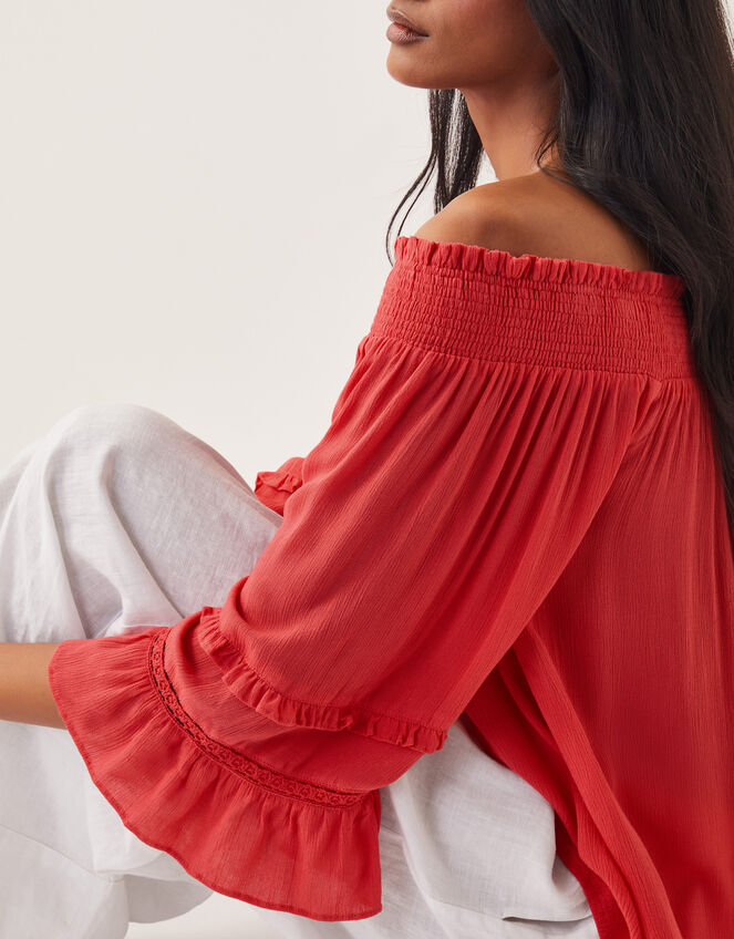 Ava Off-The-Shoulder Smock Top, Pink (PINK), large