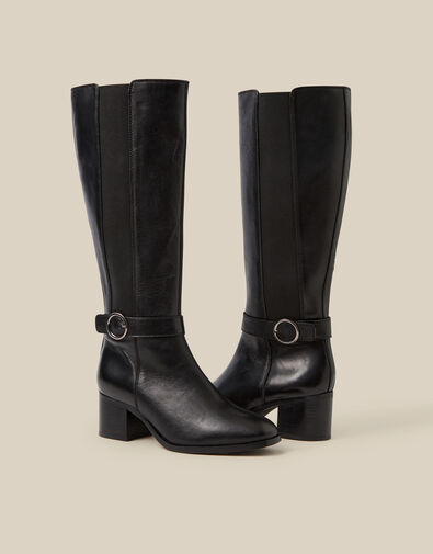 Tori Leather Knee High Boots, Black (BLACK), large