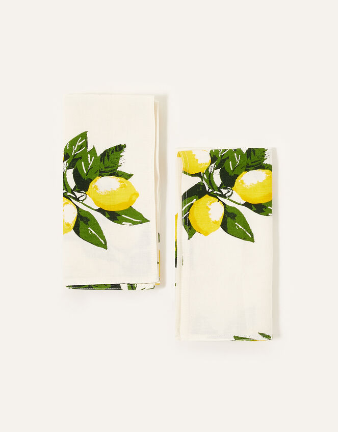 Lemon Print Reusable Napkins Set of Two, , large