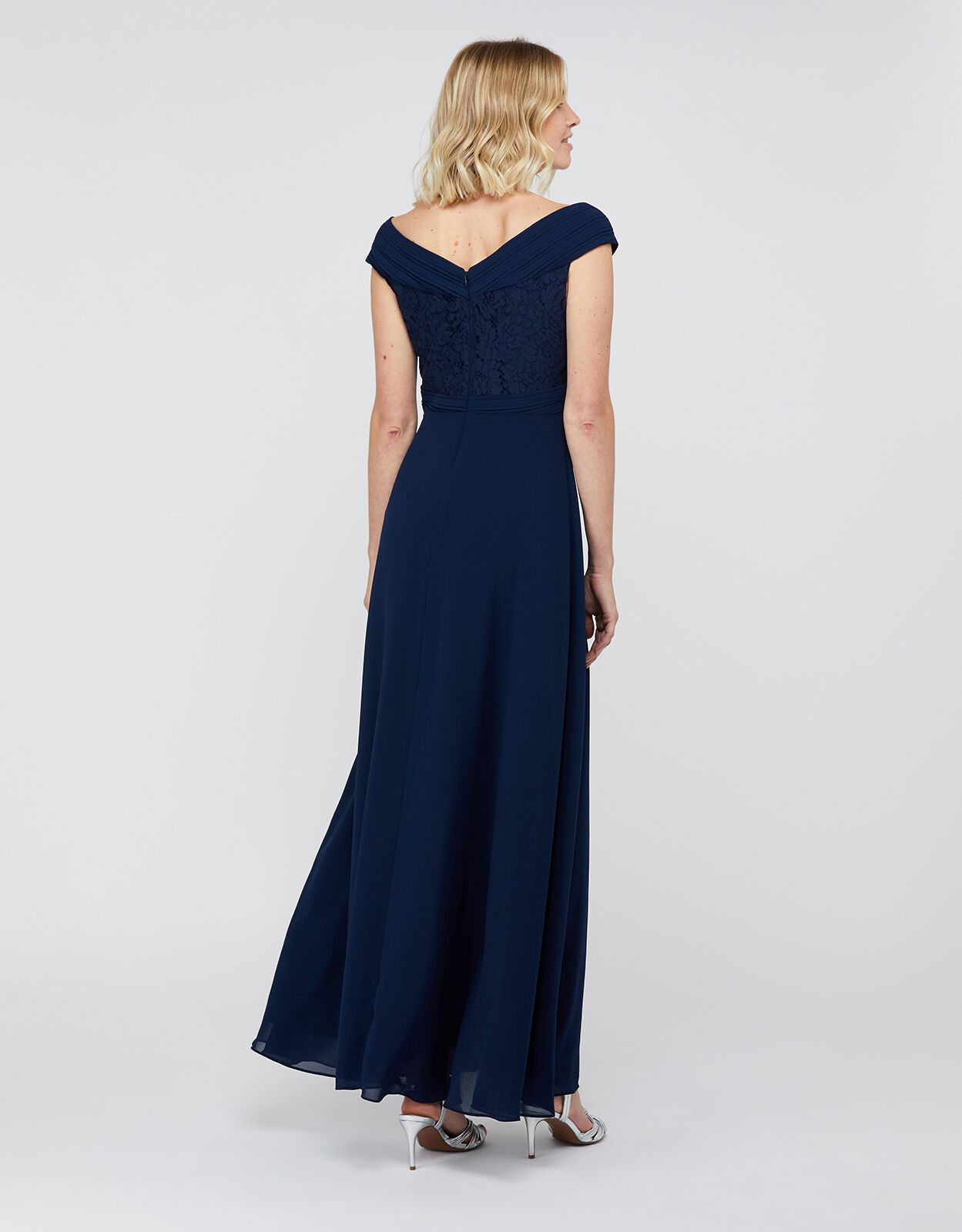 Bethany Bardot Lace Maxi Dress Blue 