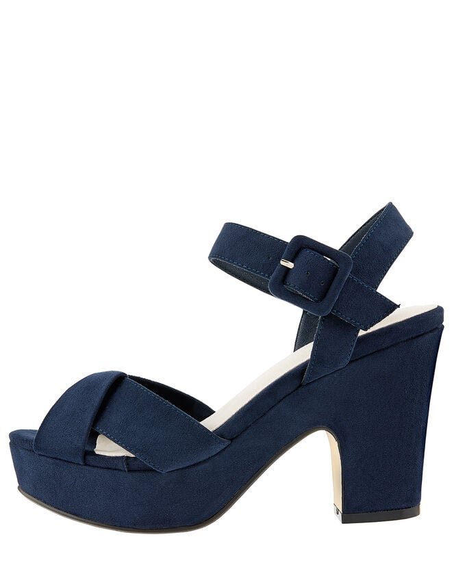 Polly Platform Heeled Sandals, Blue (NAVY), large