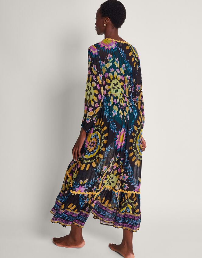 Delia Button Kaftan, Black (BLACK), large