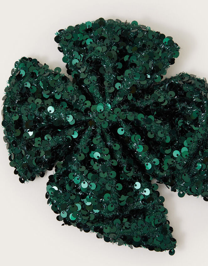 Sequin Bow Hair Clip, , large