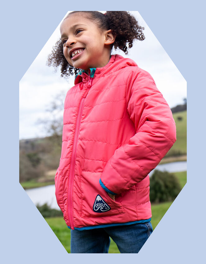 Frugi Reversible Toasty Trail Jacket, Pink (PINK), large