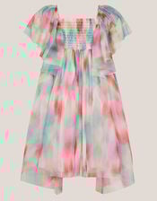 Ikat Flower Tulle Party Dress, Multi (MULTI), large