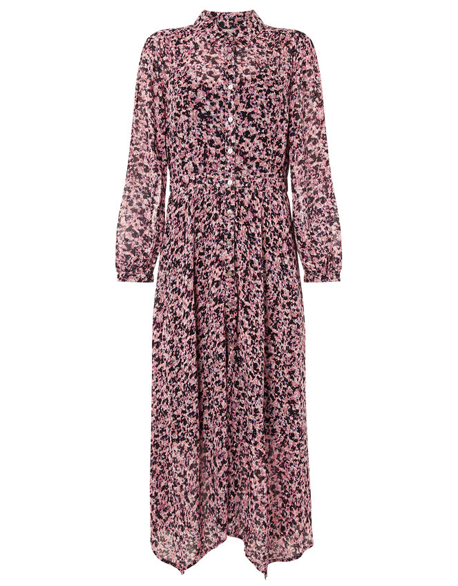 Floral Hanky Hem Shirt Dress, Pink (PINK), large
