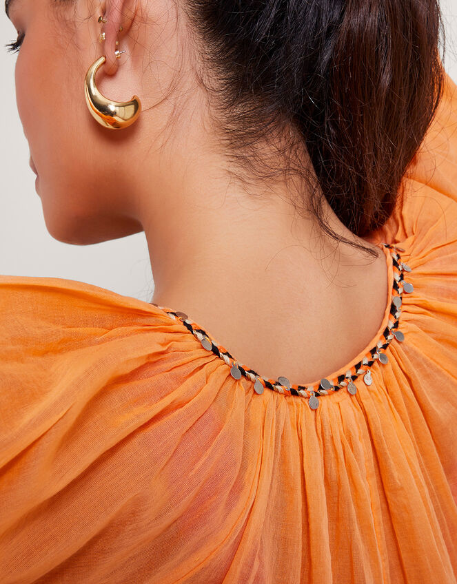 Amy Tie Neck Top, Orange (ORANGE), large