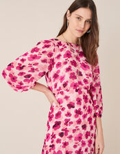 Pompea Poppy Print Midi Dress, Pink (PINK), large