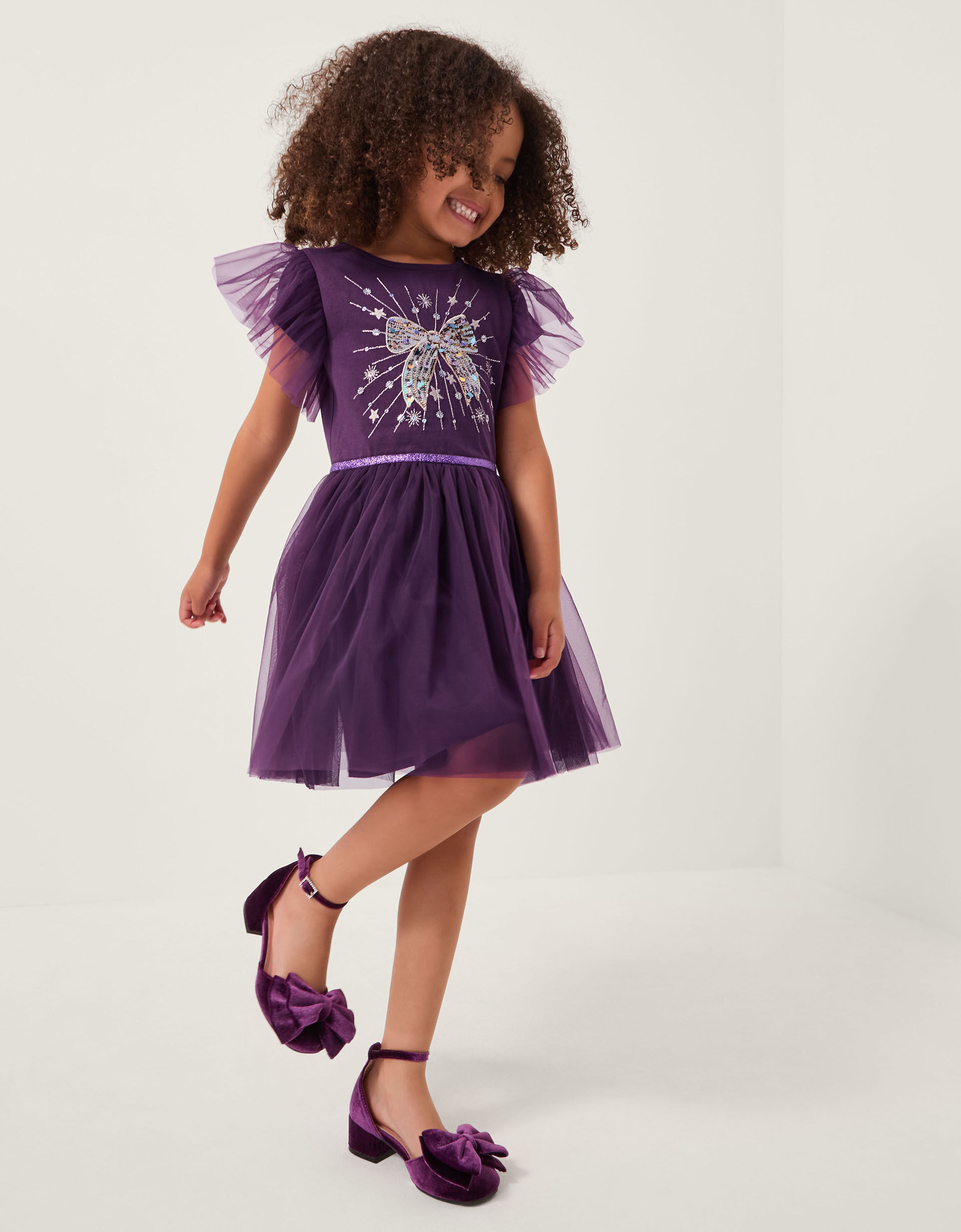 Embellished Bow Disco Dress Purple