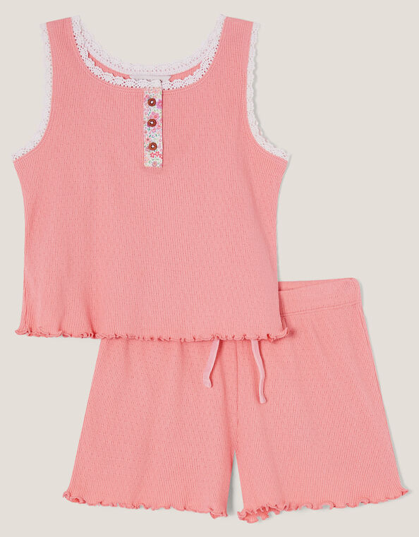 Floral Jersey Short Pyjamas Set, Orange (CORAL), large