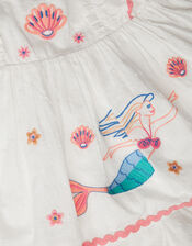 Baby Mermaid Embroidered Top & Shorts, Ivory (IVORY), large