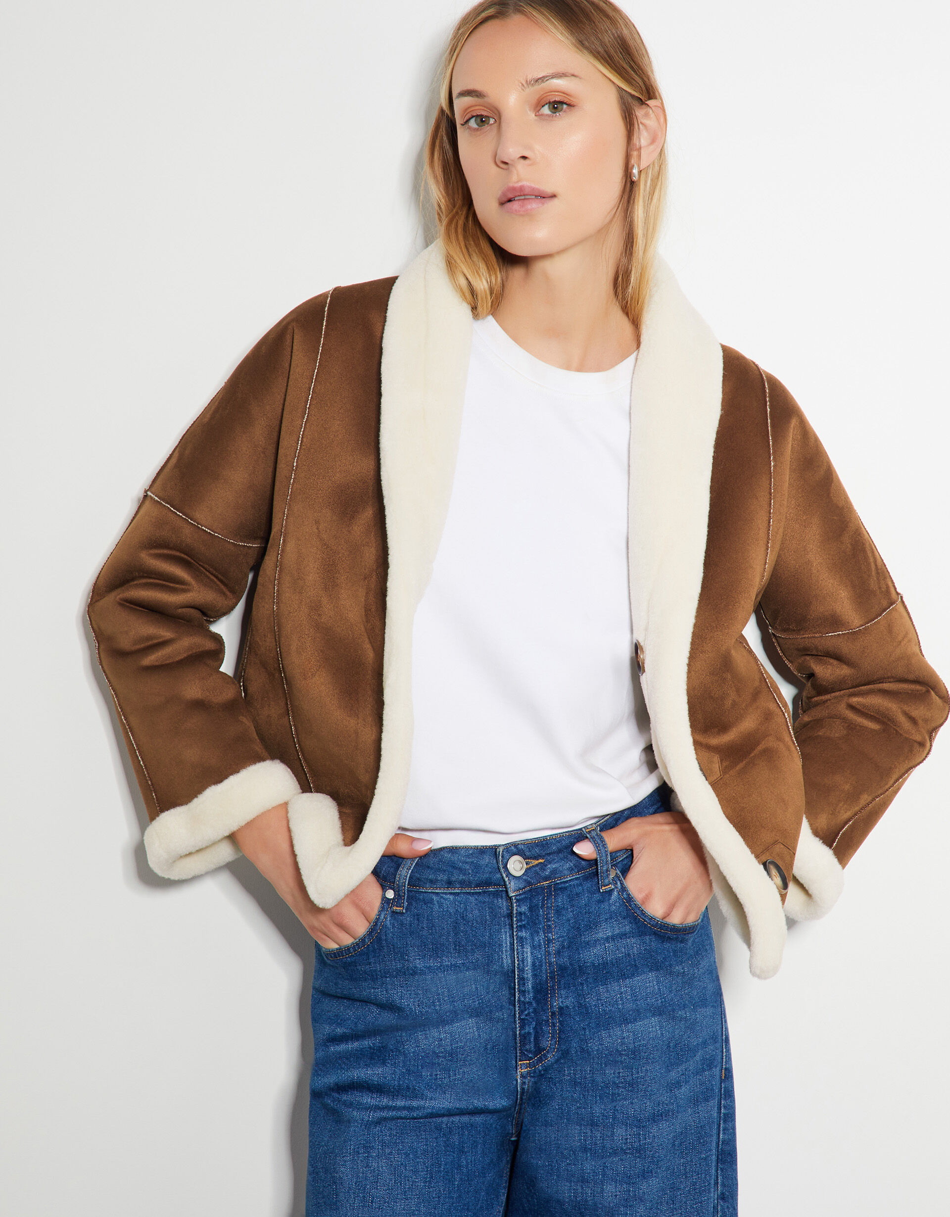Jojo Reversible Faux Shearling Jacket Tan | Women's Jackets