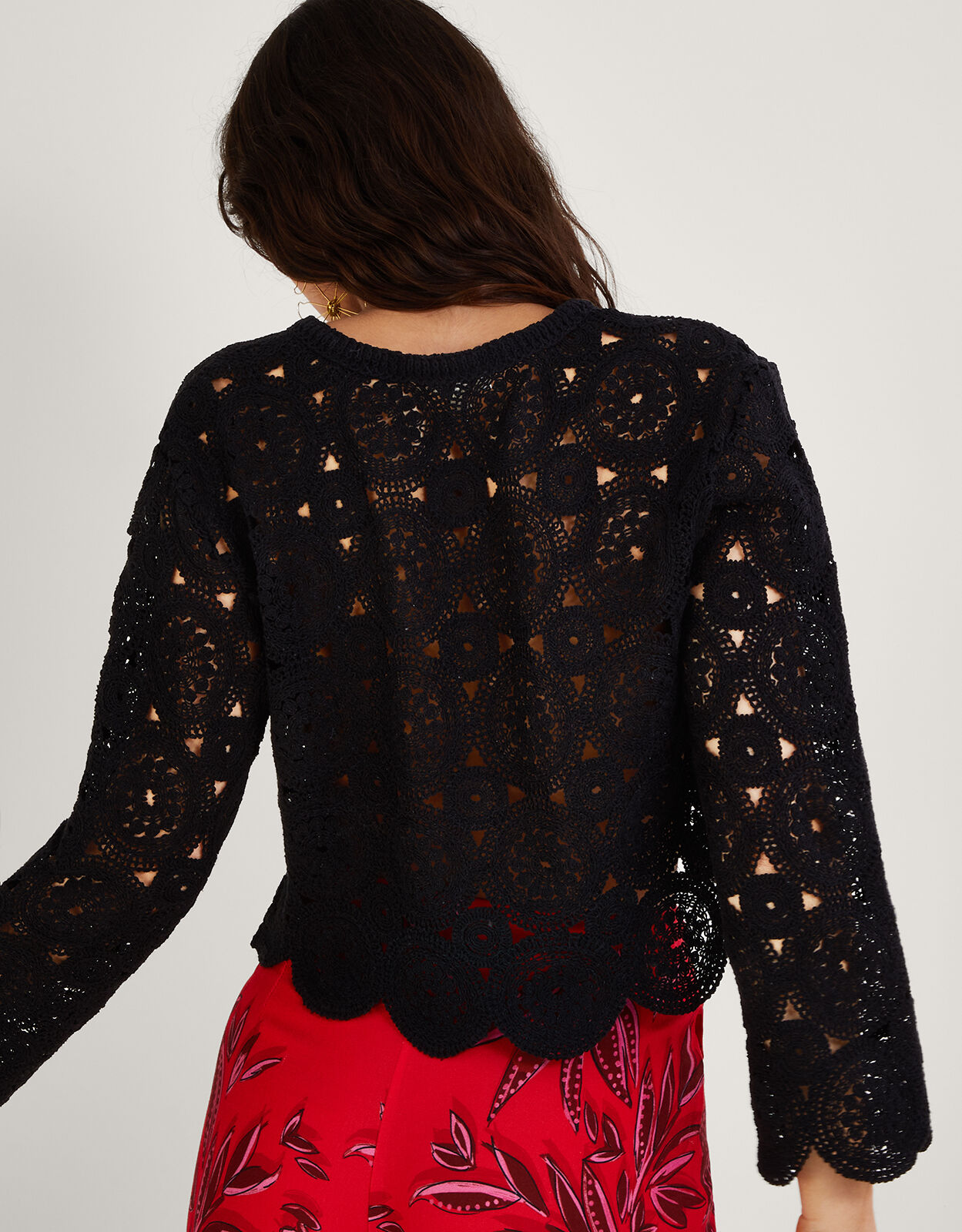 Black crochet jacket cheap