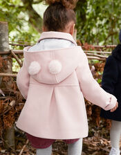 Baby Pom-Pom Hooded Coat, Pink (PALE PINK), large