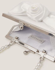 Satin Rose Bow Mini Bag, Ivory (IVORY), large