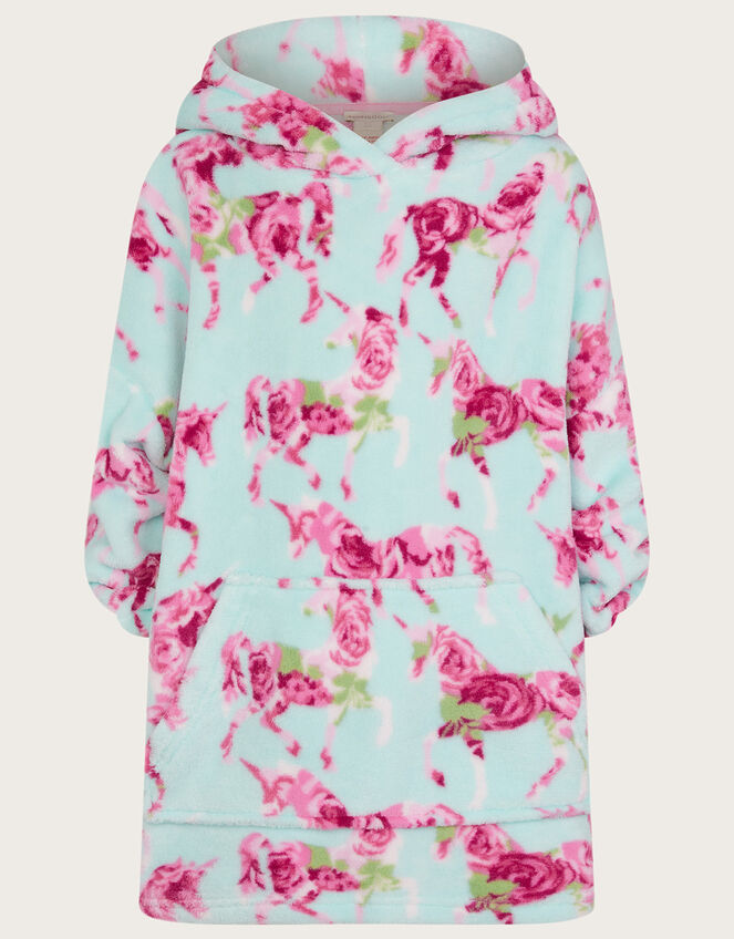 Unicorn Rose Oversized Nightwear Hoodie, Blue (AQUA), large