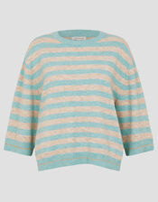 Sammi Stripe Crop Sleeve Jumper, Green (GREEN), large
