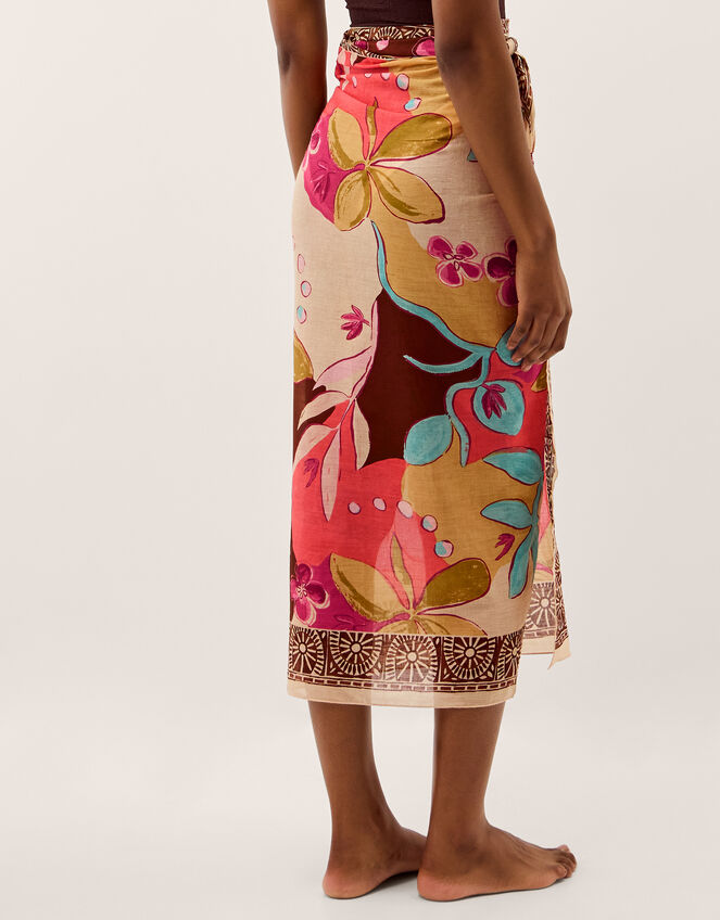 Iris Floral Print Sarong, , large