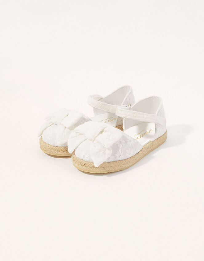 Broderie Espadrille Walker Shoes, White (WHITE), large