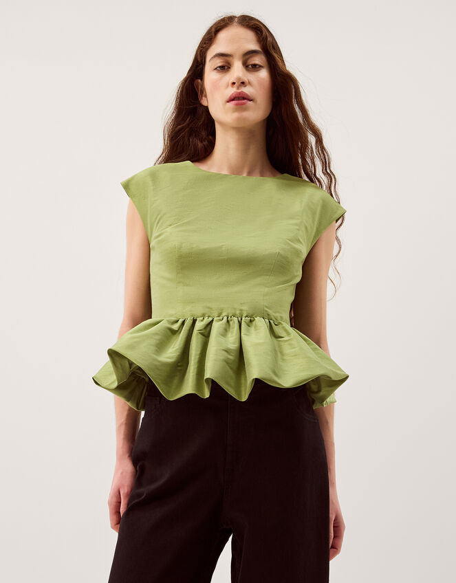 Dahlia Sleeveless Peplum Top Green
