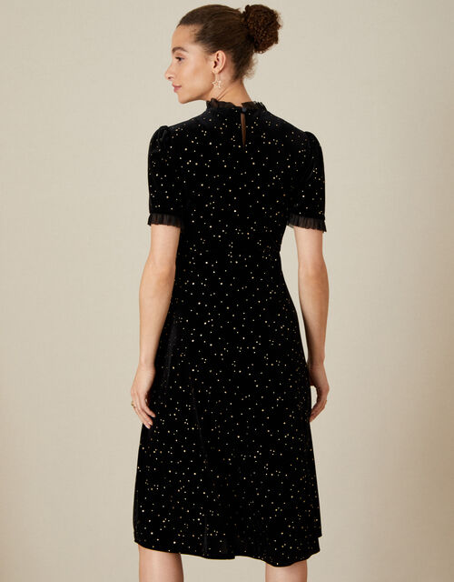 Vicki Star Tulle Trim Midi Dress, Black (BLACK), large