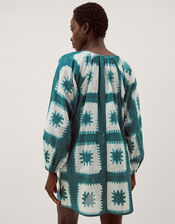 Malia Artisanal Print Mini Kaftan, Teal (TEAL), large