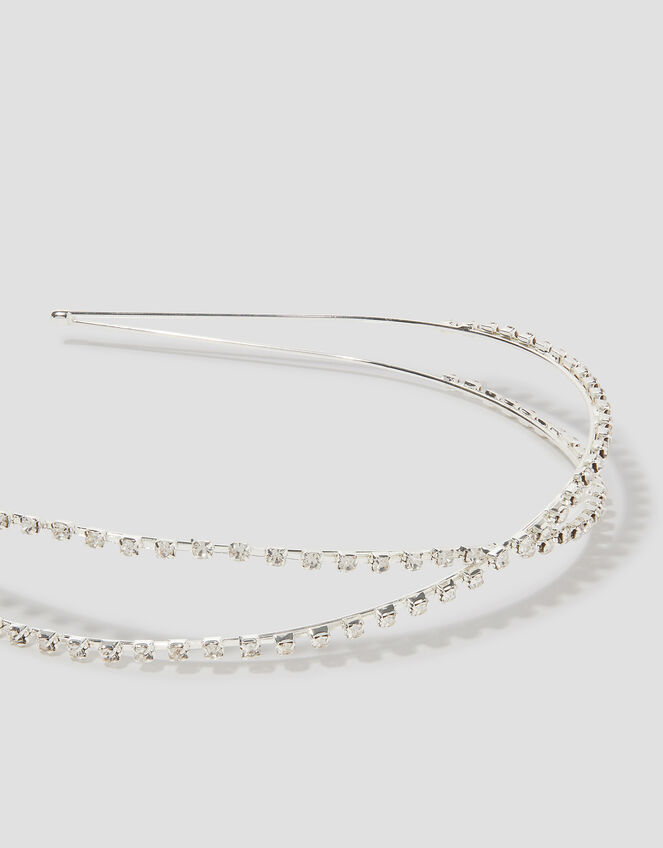 Fine Diamante Cross Headband, , large