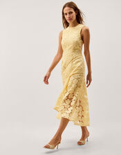 Gianna Sleeveless Lace Midi Dress, Yellow (YELLOW), large