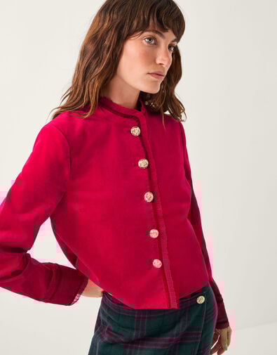 Monsoon x Sarah Corbett-Winder Velvet Military Jacket, Red (RED), large
