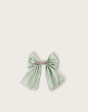 Pearl Bow Bridesmaid Hair Clip, Green (GREEN), large