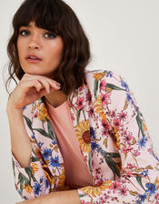 Leilah Sunflower Print Jacket with Sustainable Cotton, Pink (BLUSH), large