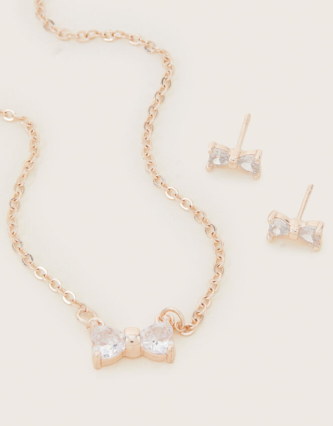 Cubic Zirconia Bow Jewellery Set, , large
