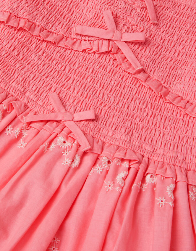 Embroidered Puff Sleeve Smocked Dress, Pink (PINK), large