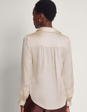 Alma Satin Lace Blouse, Ivory (IVORY), large